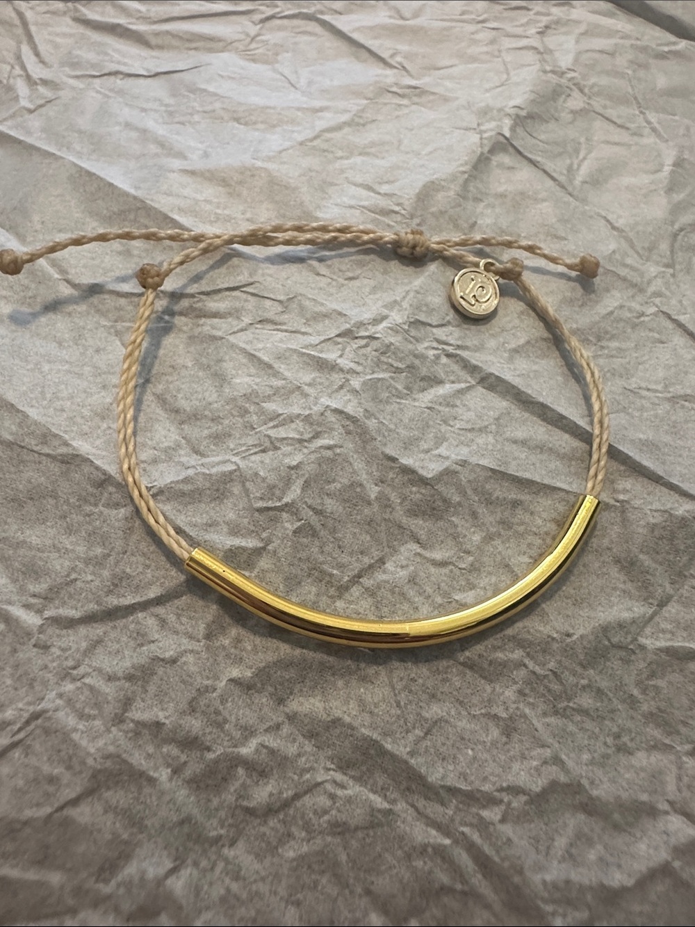 NWOT Pura Vida Gold Tube Cord Bracelet